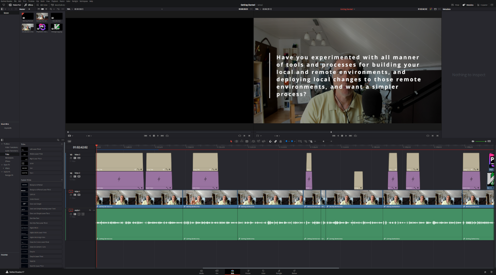 Editing the Deploy With Docker Compose Course in Davinci Resolve Studio