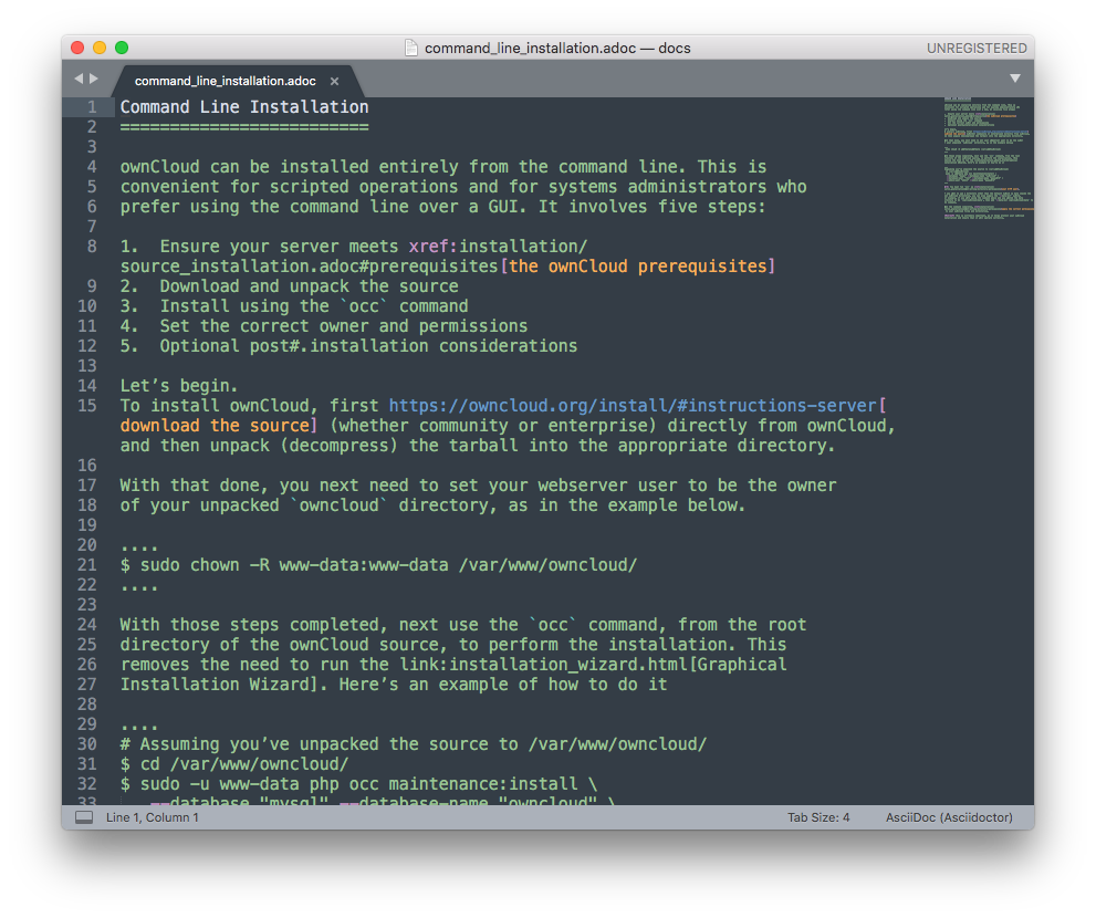 Editing AsciiDoc in SublimeText