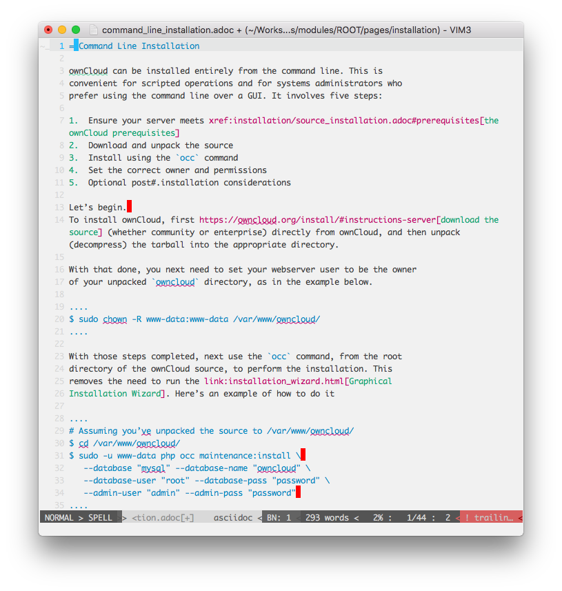 Editing AsciiDoc in Vim