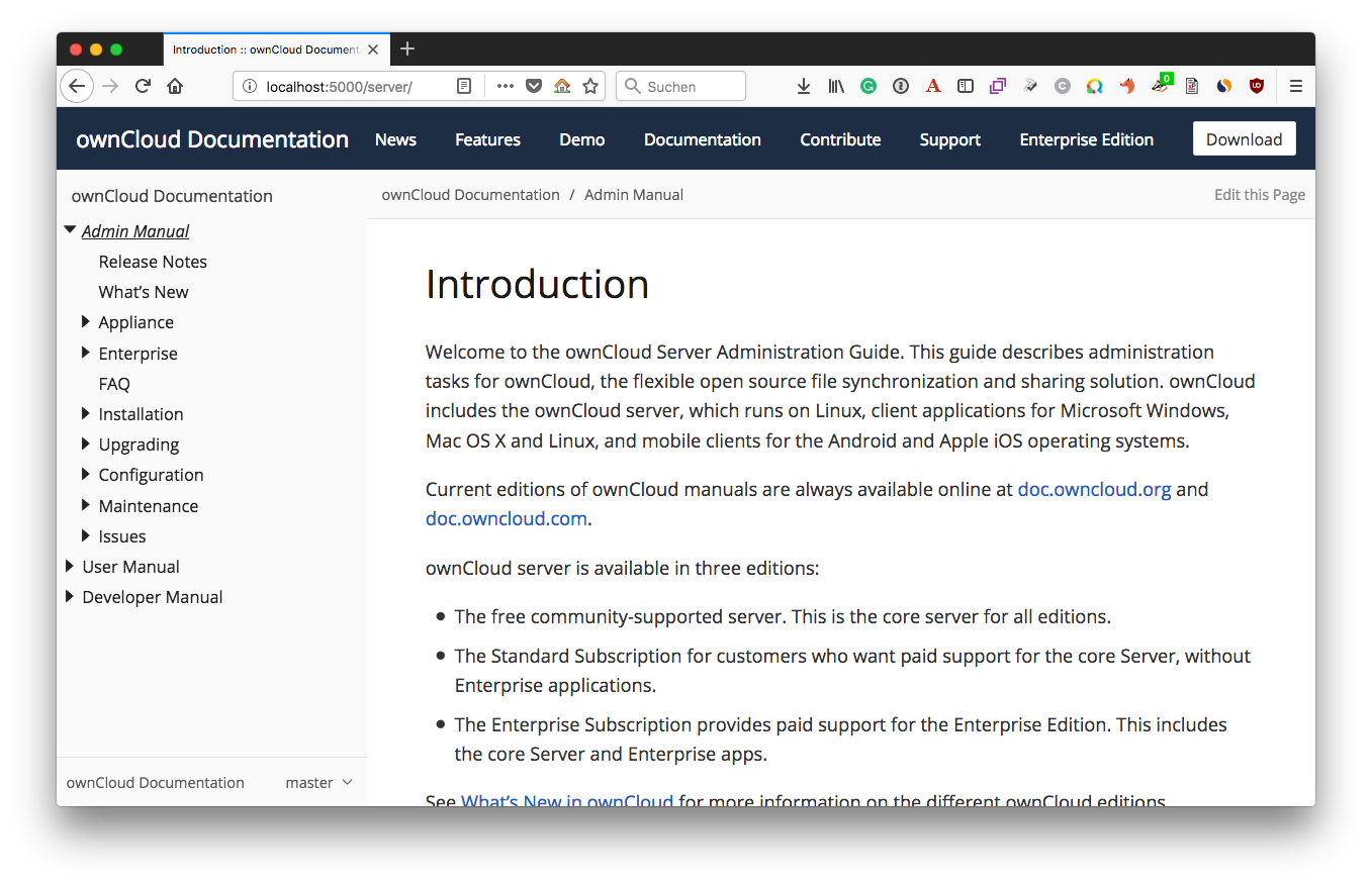 Viewing the locally generated Antora documentation