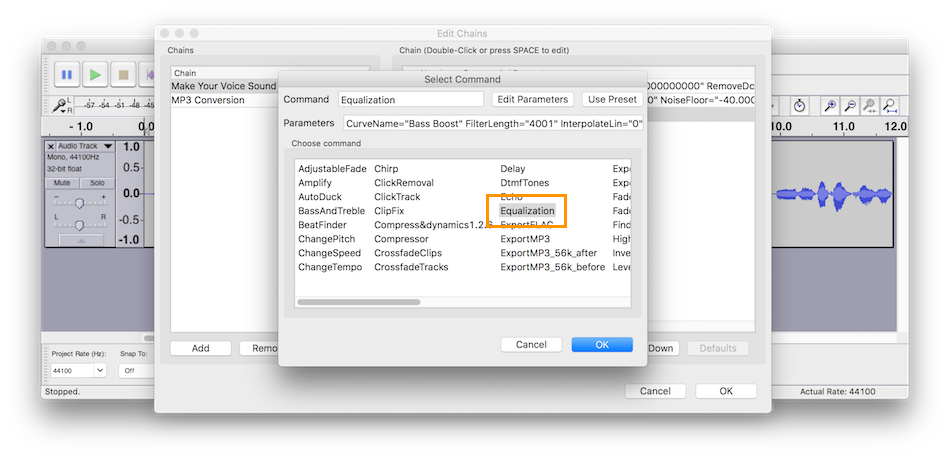 audacity equalization for podcast