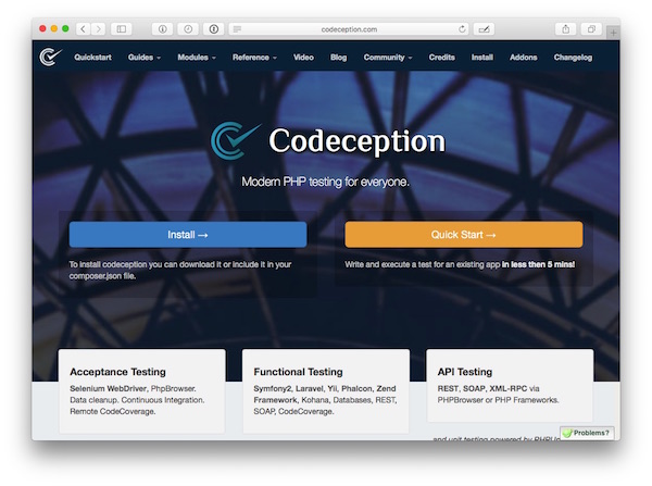 “Codeception home page”