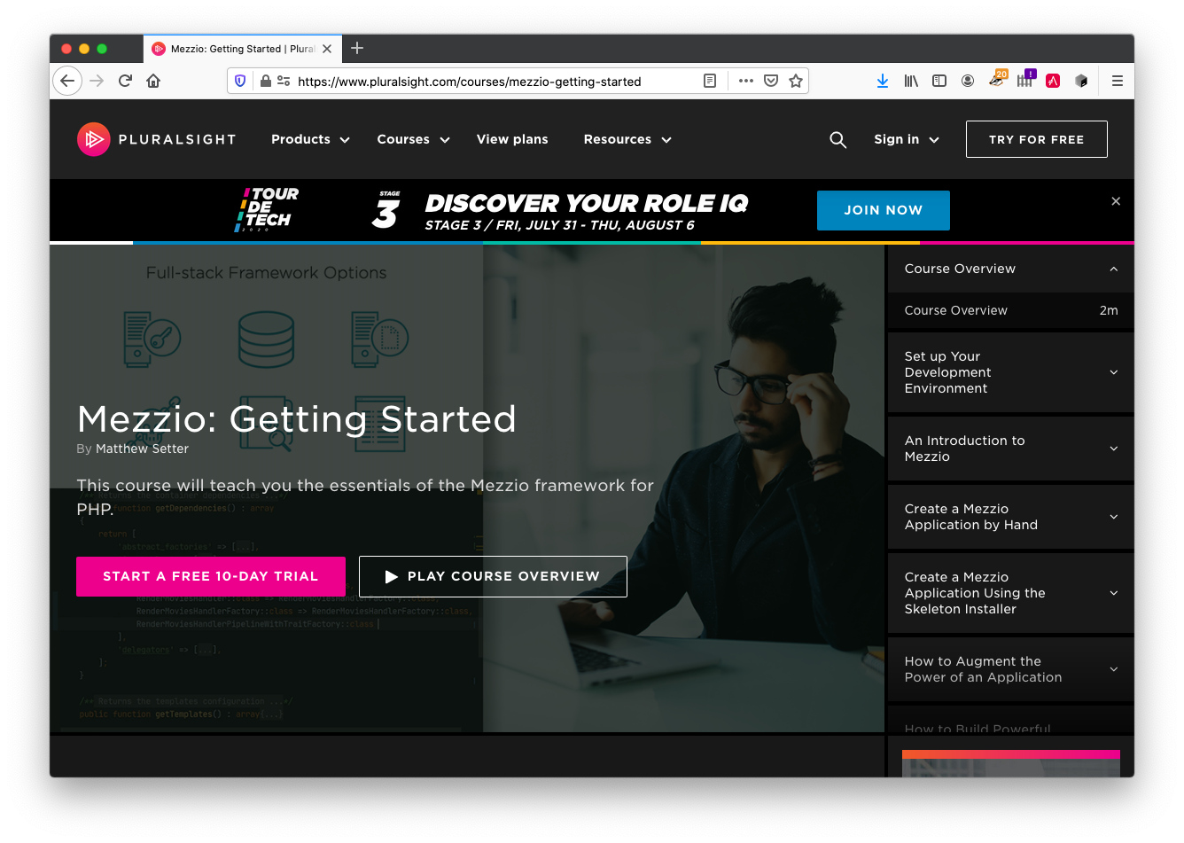 Mezzio: Getting Started, on Pluralsight, by Matthew Setter