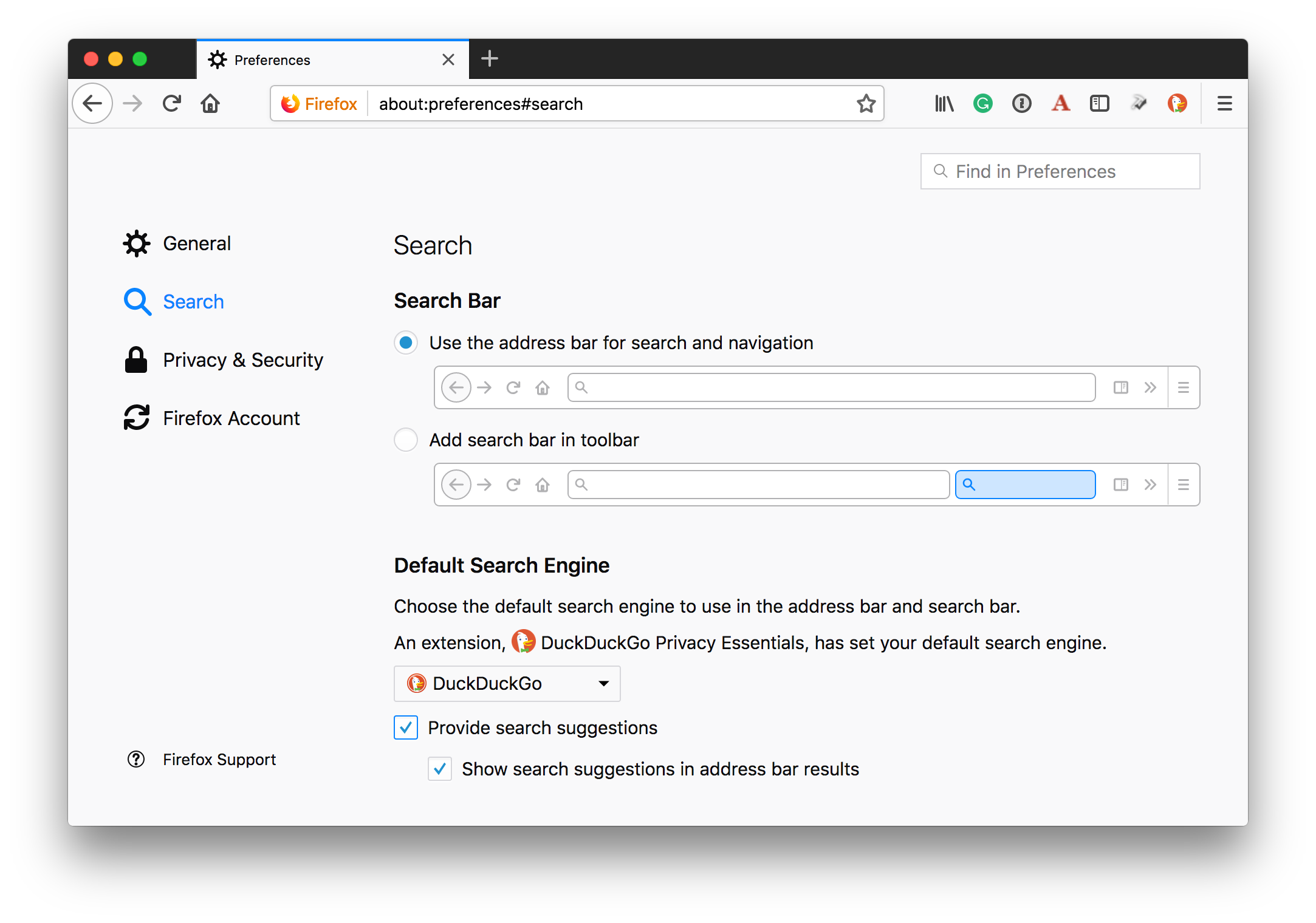 firefox search with duckduckgo