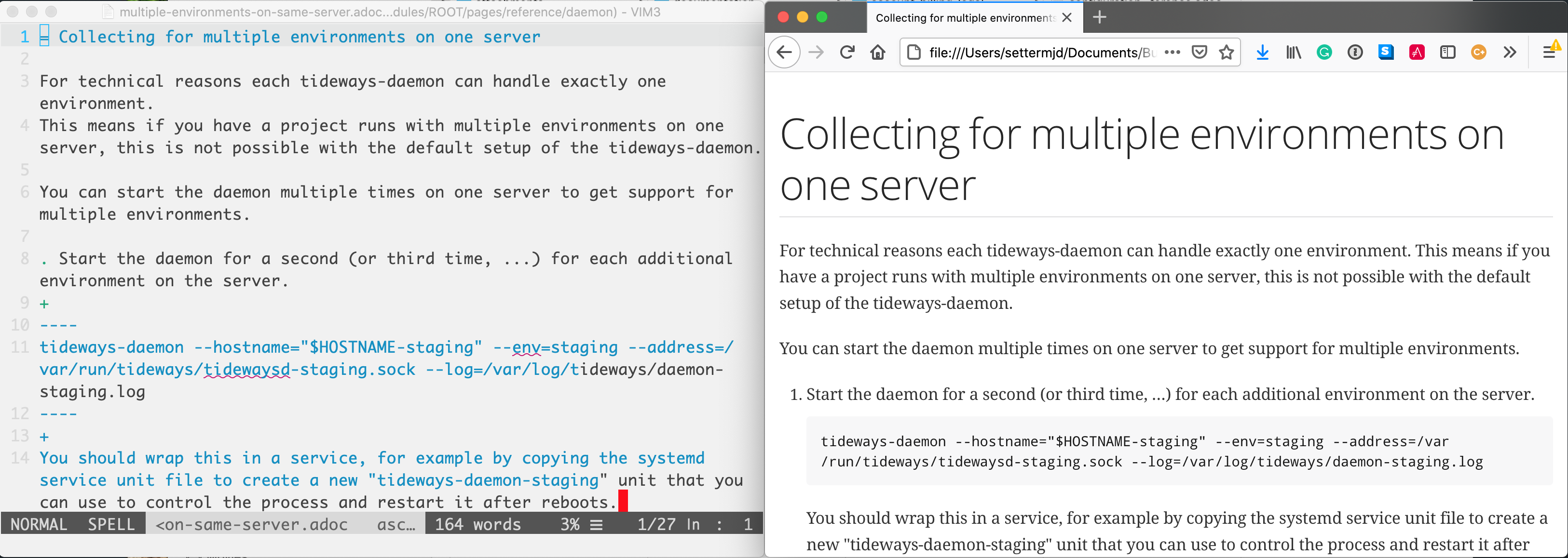 Writing AsciiDoc in Vim and previewing it in Firefox with the AsciiDoc LivePreview.js add-on