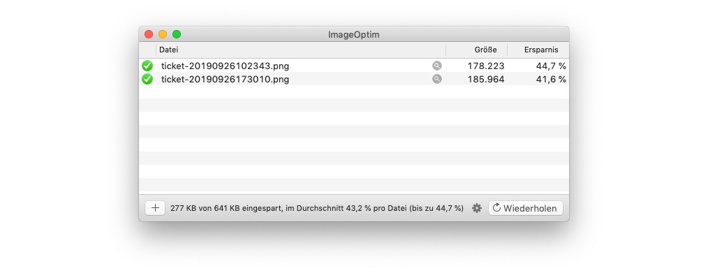 Using ImageOptim.app to optimise image size on macOS