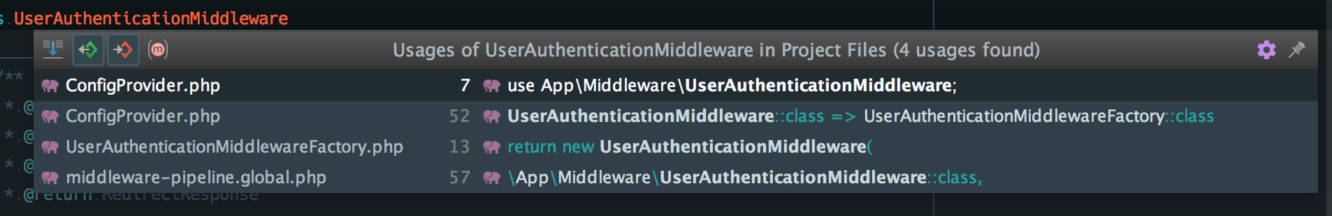 “PhpStorm Navigation - Show Usages”