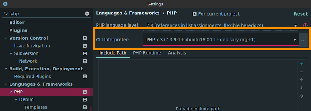 PhpStorm’s PHP Interpreter Settings