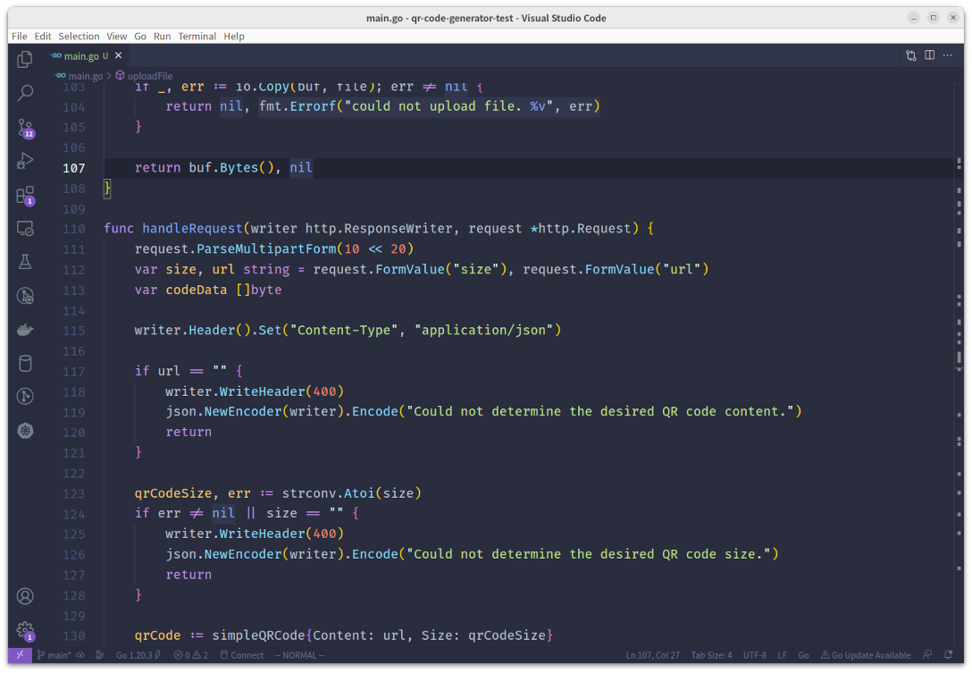 Visual Studio Code with the Pale Night Theme