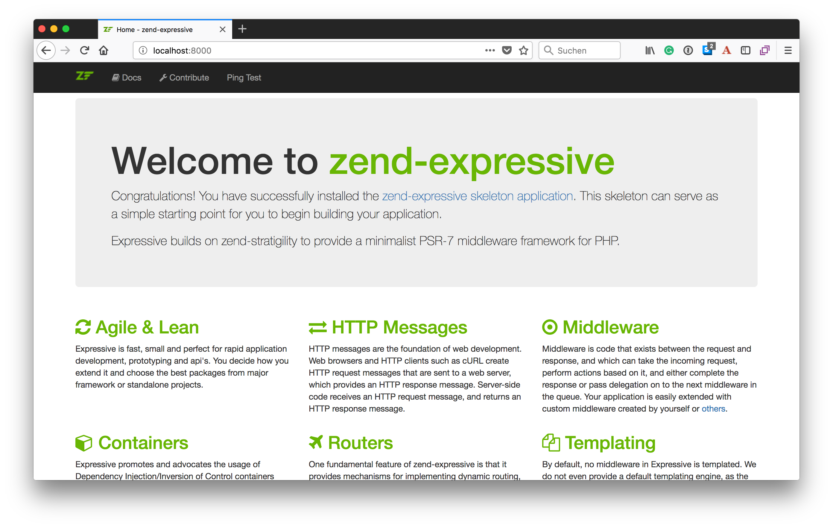 Zend Expressive Default Home Page
